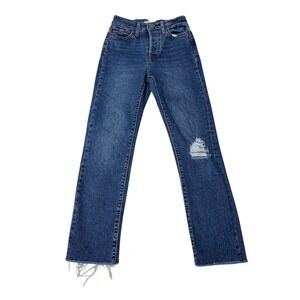 Levi Strauss Wedgie Straight Jeans Distressed Medium Wash Women's Size 25‎